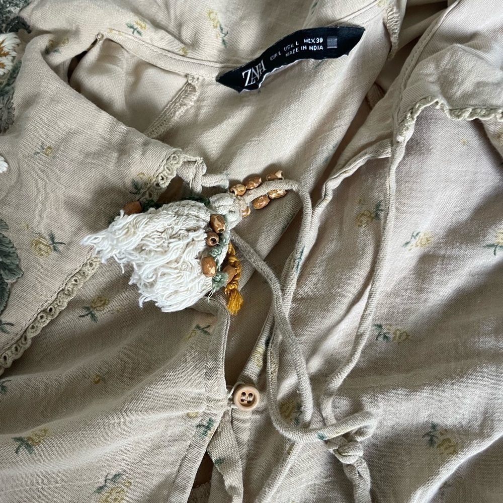 Zara Boho Floral Peter Pan Collar mini dress - Picture 10 of 12